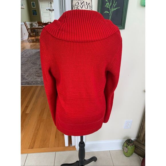 Calvin Klein Women’s Cable Knit Sweater Mock Neckline Red - Picture 5 of 8